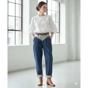 Robin Ross Vtg High Waisted Two Tone Western Yoke‎ Tapered Jeans Blue Sz 5